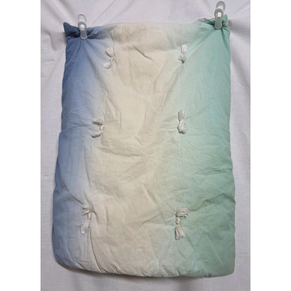 Pottery Barn Teen Pillow Sham 20x25 Blue Green Ombre Tassels Cotton PB Teen